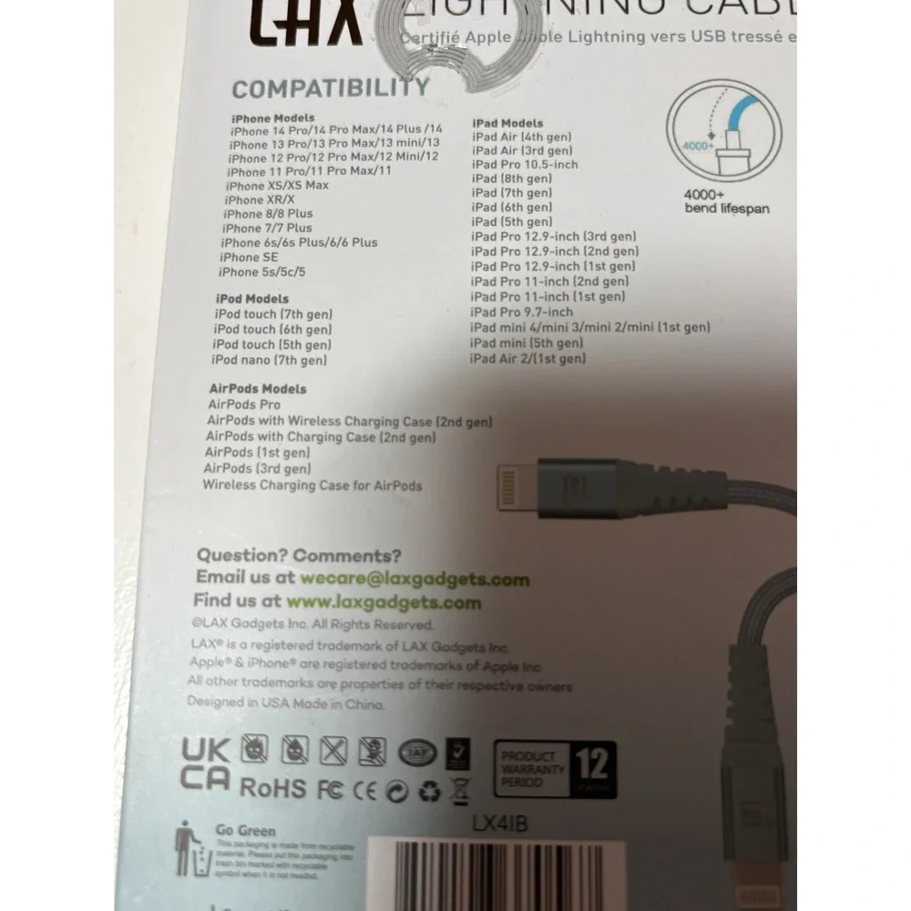 Brand New LAX iPhone/iPad charger lightening cable 4ft